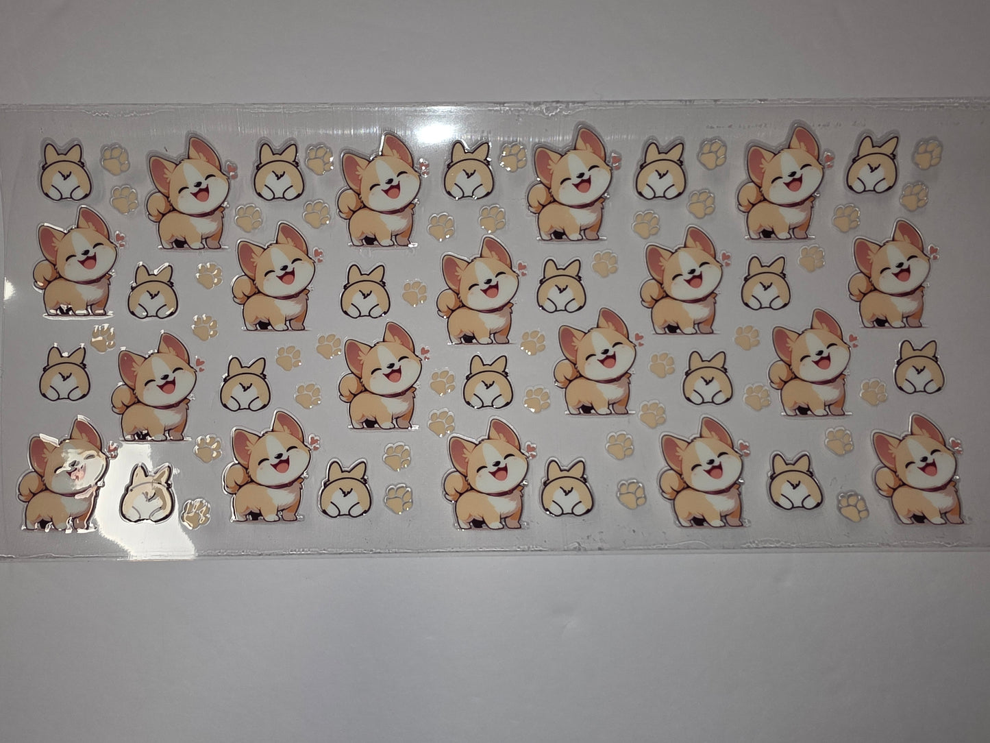 Cute Corgi Dog & Paw Print Tumbler Wrap - Adorable Kawaii Pet Design