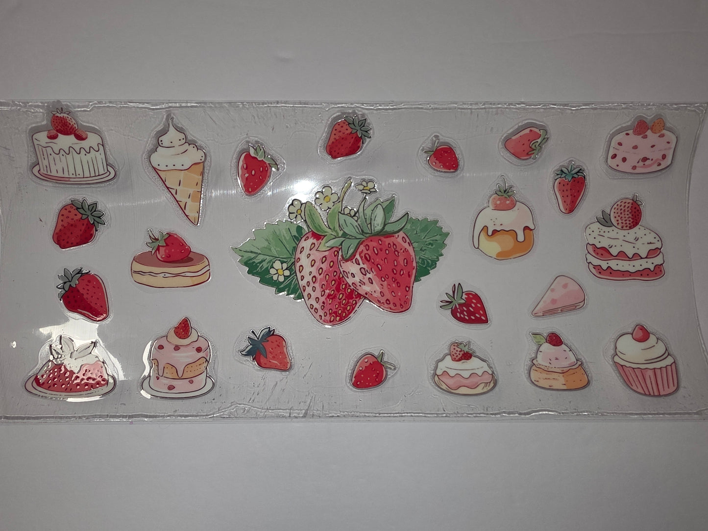 Sweet Strawberry & Cake Tumbler Wrap | Cute Dessert & Fruit Design | Pink, Red, Cream