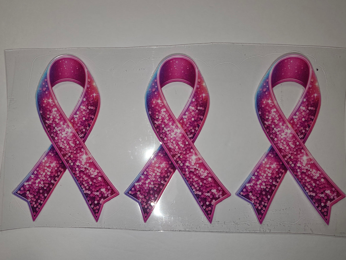 Sparkling Pink Glitter Ribbon Tumbler Wrap - Breast Cancer Awareness Design