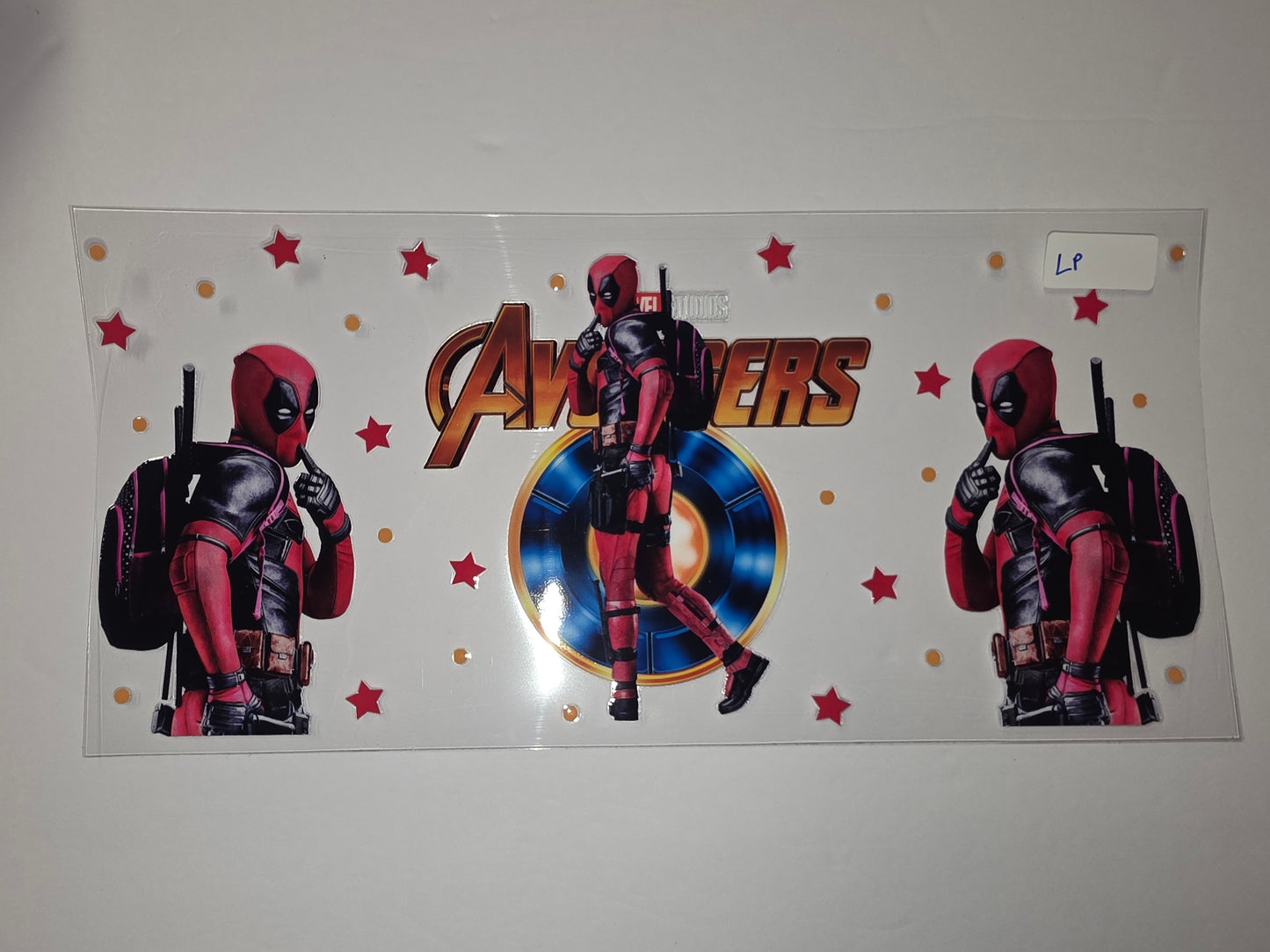 Deadpool Avengers Tumbler Wrap - Red, Black, Gold - Superhero Fan Art