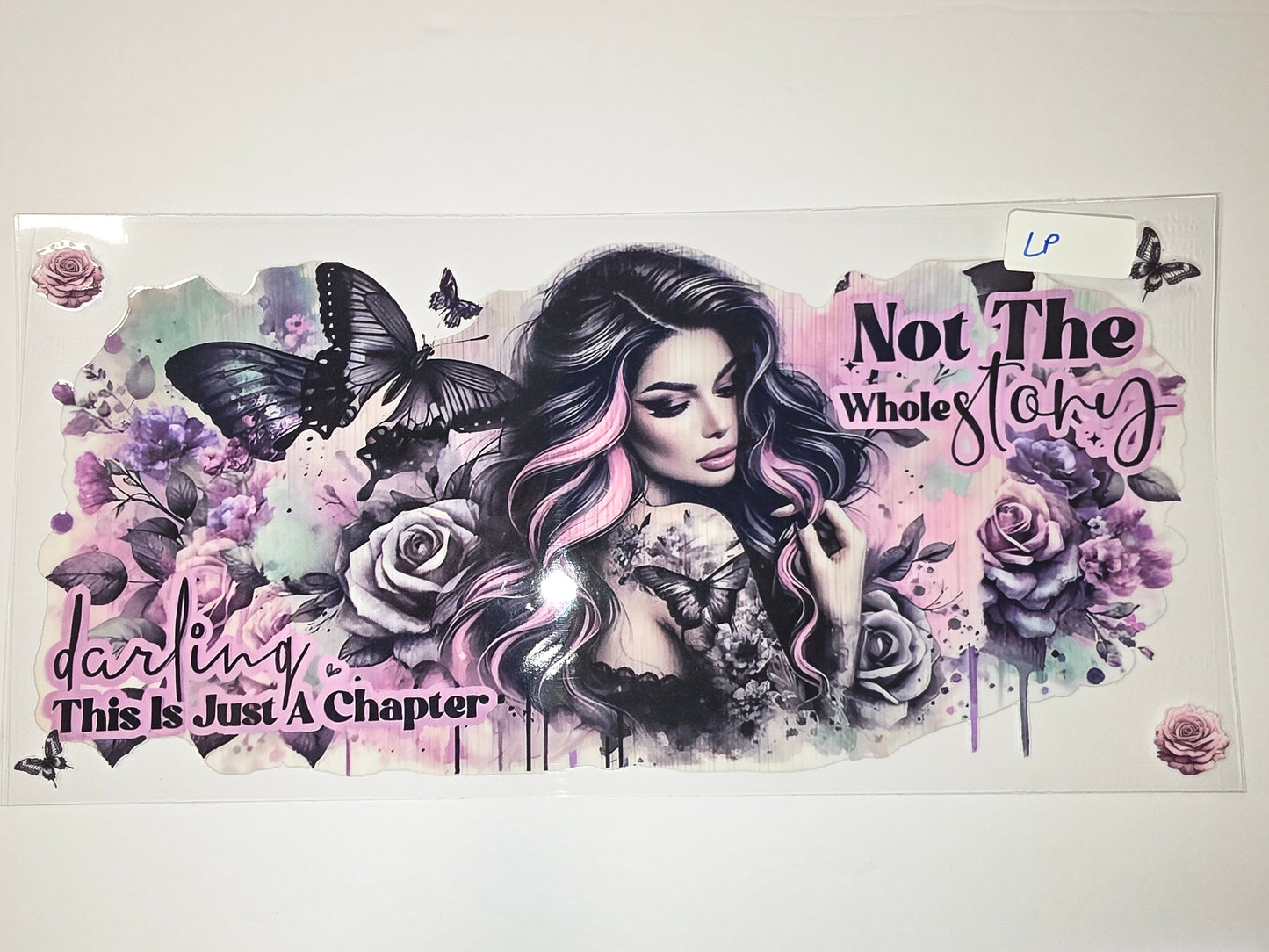 Gothic Butterfly & Rose Tumbler Wrap | Moody Floral & Woman Design | Pink & Purple