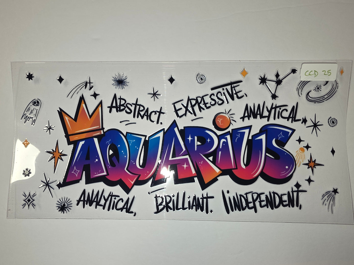 Graffiti Aquarius Zodiac Tumbler Wrap - Abstract, Expressive, Analytical Design