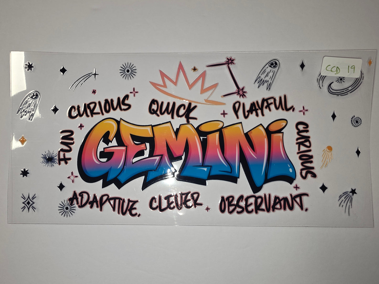 Graffiti Gemini Zodiac Tumbler Wrap - Fun, Quick, Playful, Adaptive, Clever, Curious