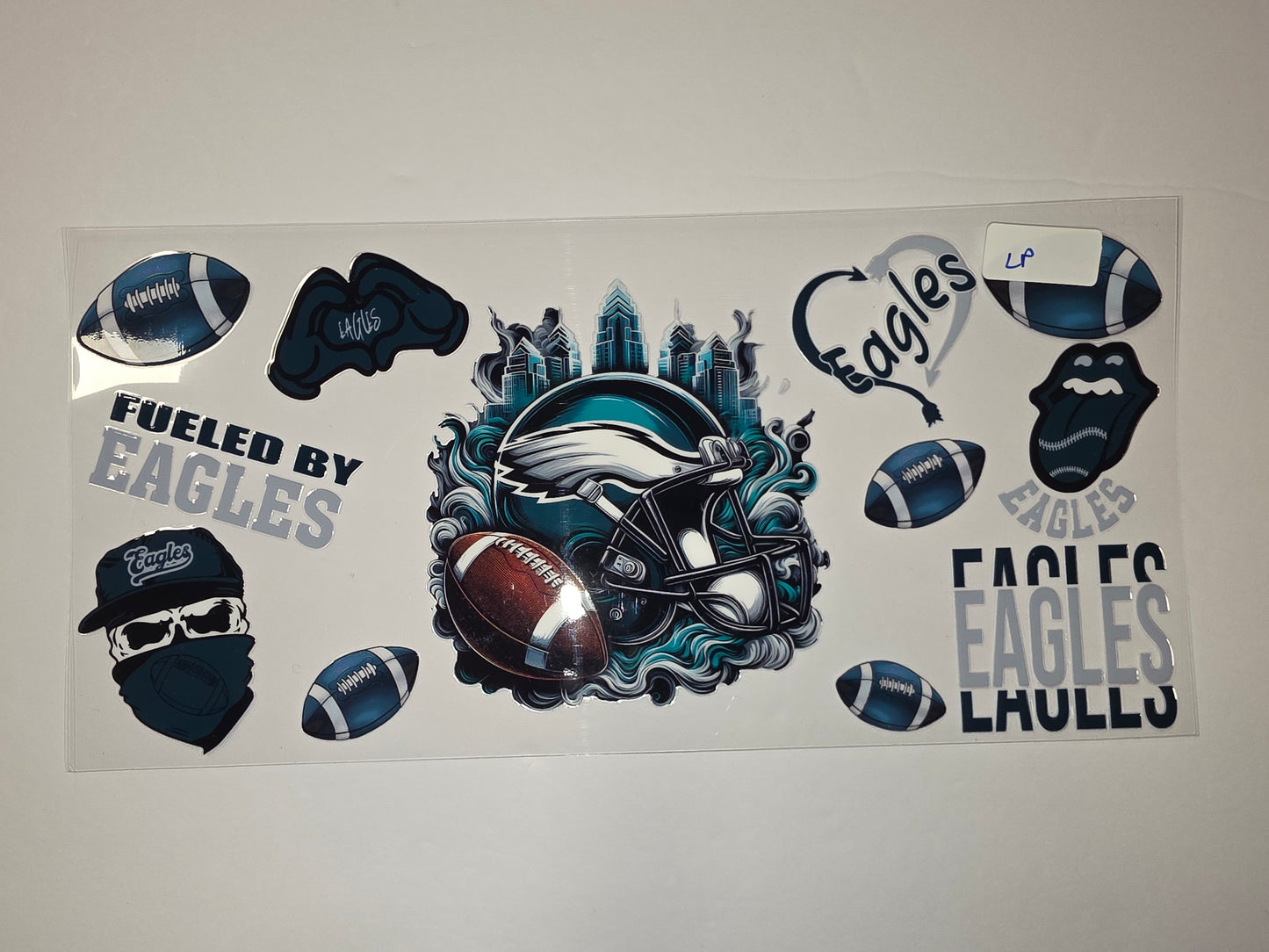 Philadelphia Eagles Football Tumbler Wrap - Teal, Black, Silver - Fan Gear