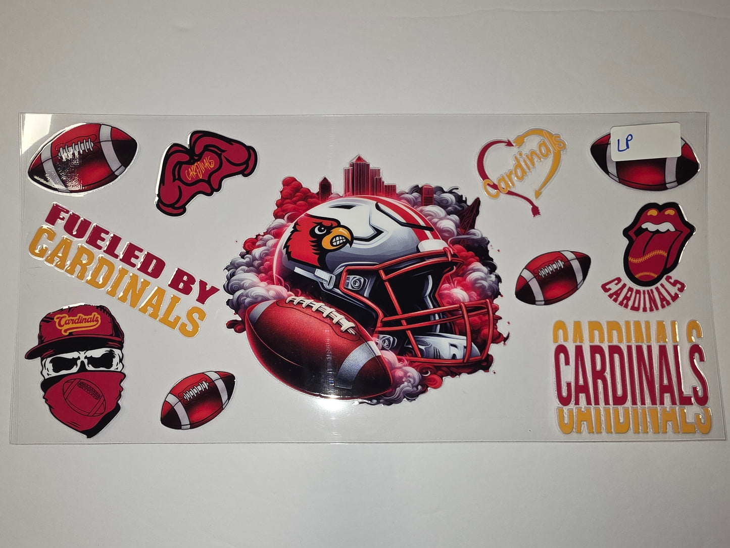 Cardinals Football Tumbler Wrap - Red, White & Yellow - Sports Fan Design