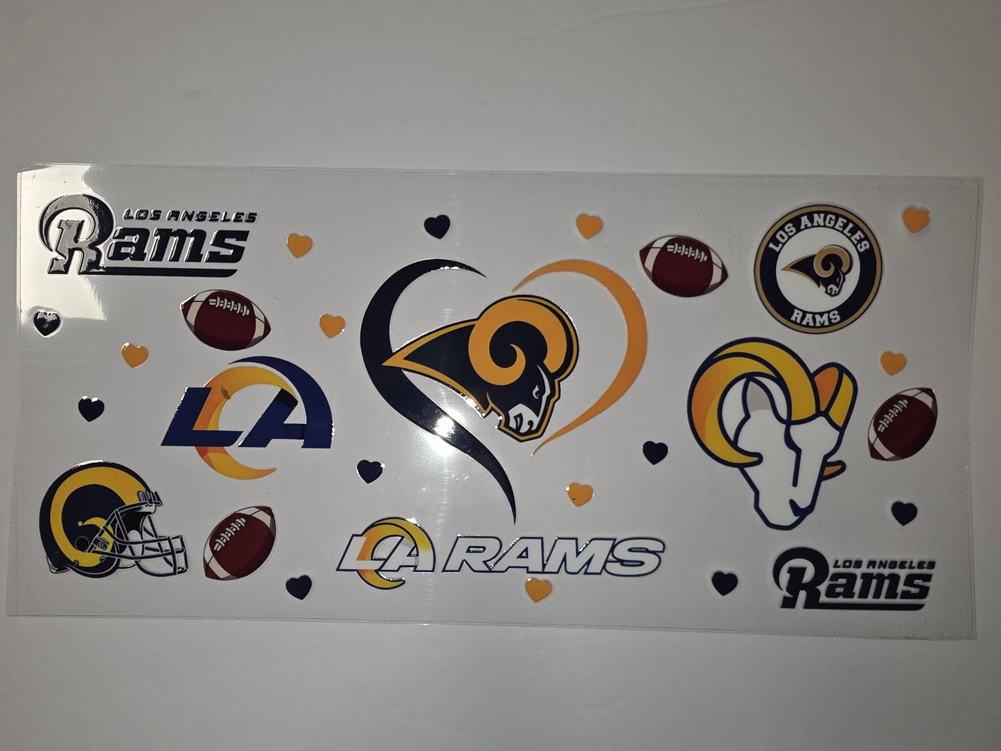 Los Angeles Rams Football Tumbler Wrap | Navy, Gold & White | Heart & Helmet Designs