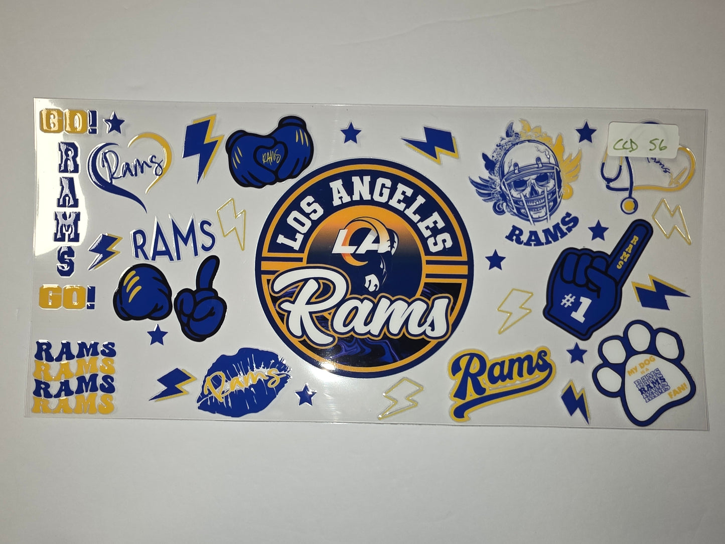 Los Angeles Rams Blue & Yellow Football Tumbler Wrap Stickers - Fan Gear