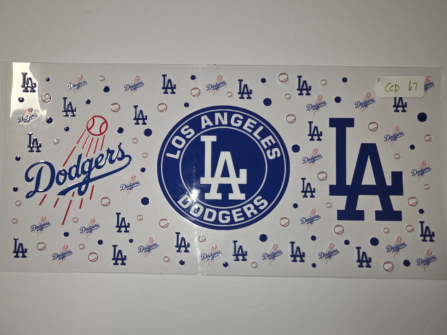 Los Angeles Dodgers Baseball Tumbler Wrap - Blue & White "LA" Logo & Pattern