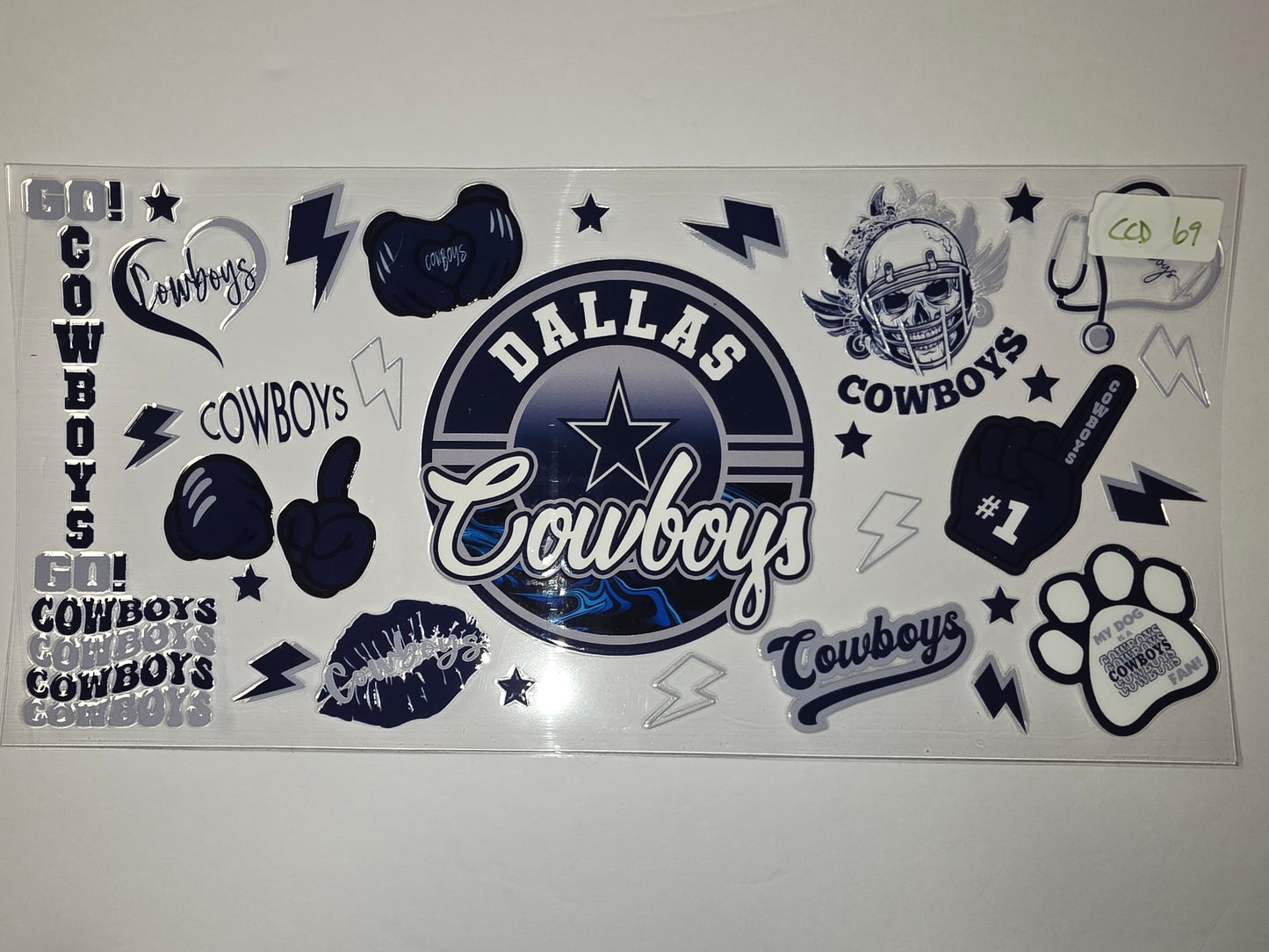 Dallas Cowboys Fan Tumbler Wrap Stickers - Navy Blue & Silver Football Theme