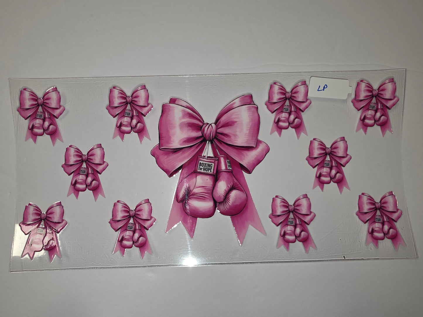 Pink Ribbon Boxing Gloves Tumbler Wrap | Breast Cancer Awareness Cup Design