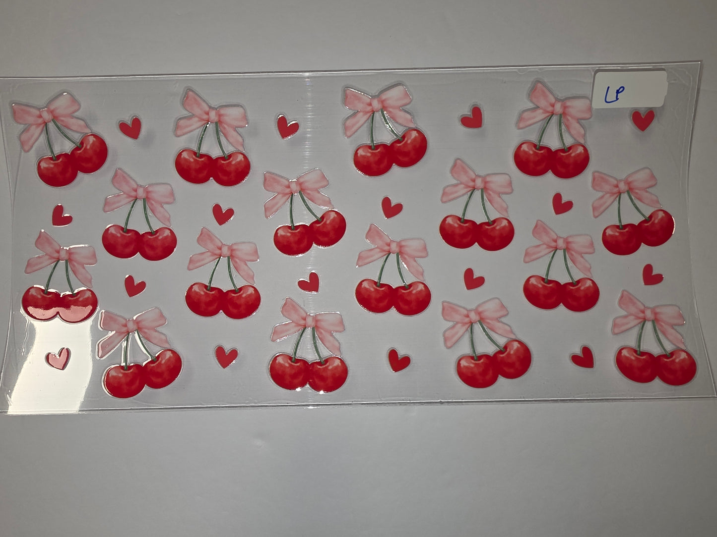 Cute Cherry & Bow Tumbler Wrap | Pink Bows & Red Cherries Drinkware Design