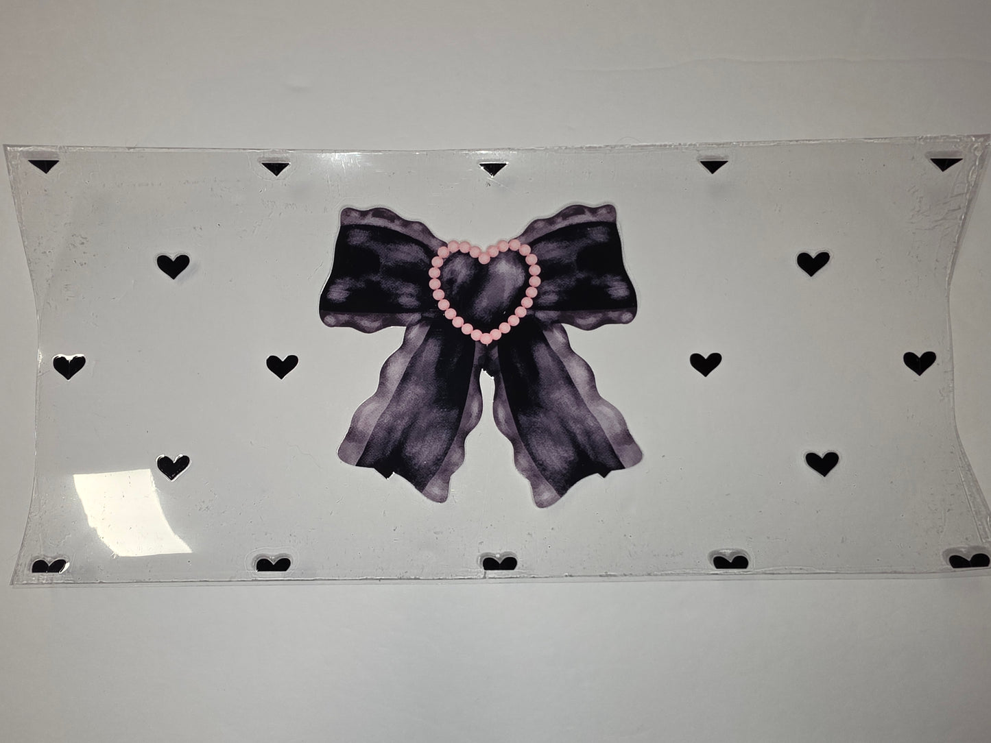 Gothic Bow Heart Tumbler Wrap | Black & Pink Grunge Aesthetic | Sublimation Design