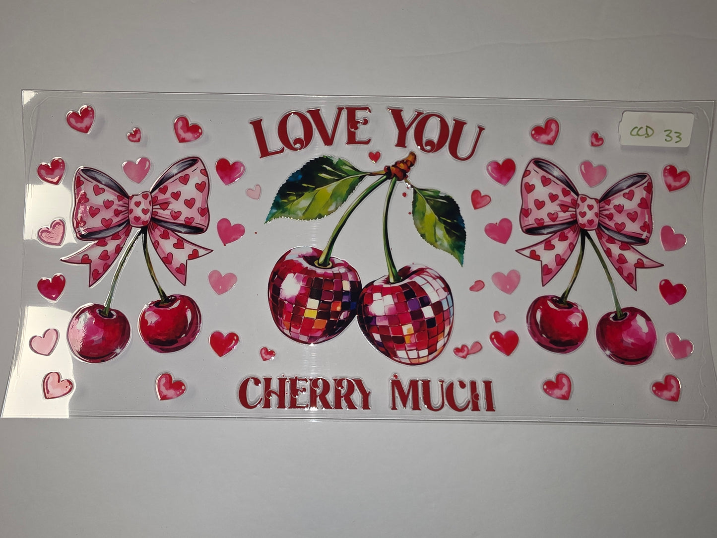 Love You Cherry Much Tumbler Wrap - Pink Hearts & Disco Cherries