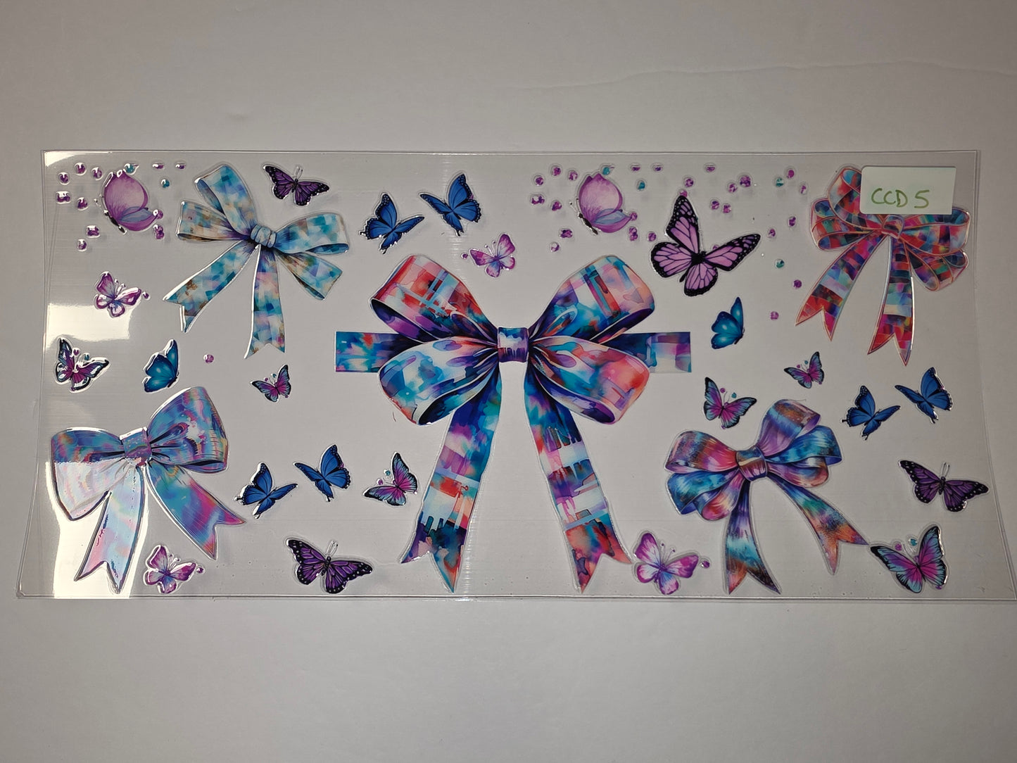 Vibrant Watercolor Bows & Butterflies Tumbler Wrap | Pink, Blue, Purple Design