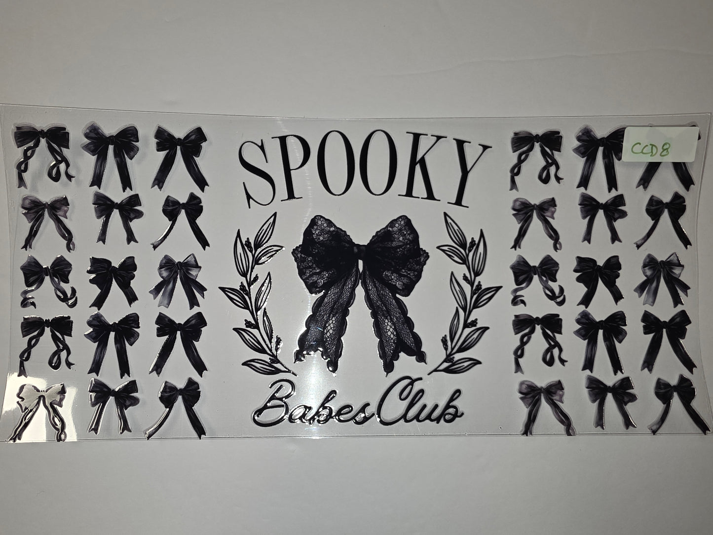 Spooky Babs Club Black Bow Tumbler Wrap - Gothic Halloween Sublimation Design