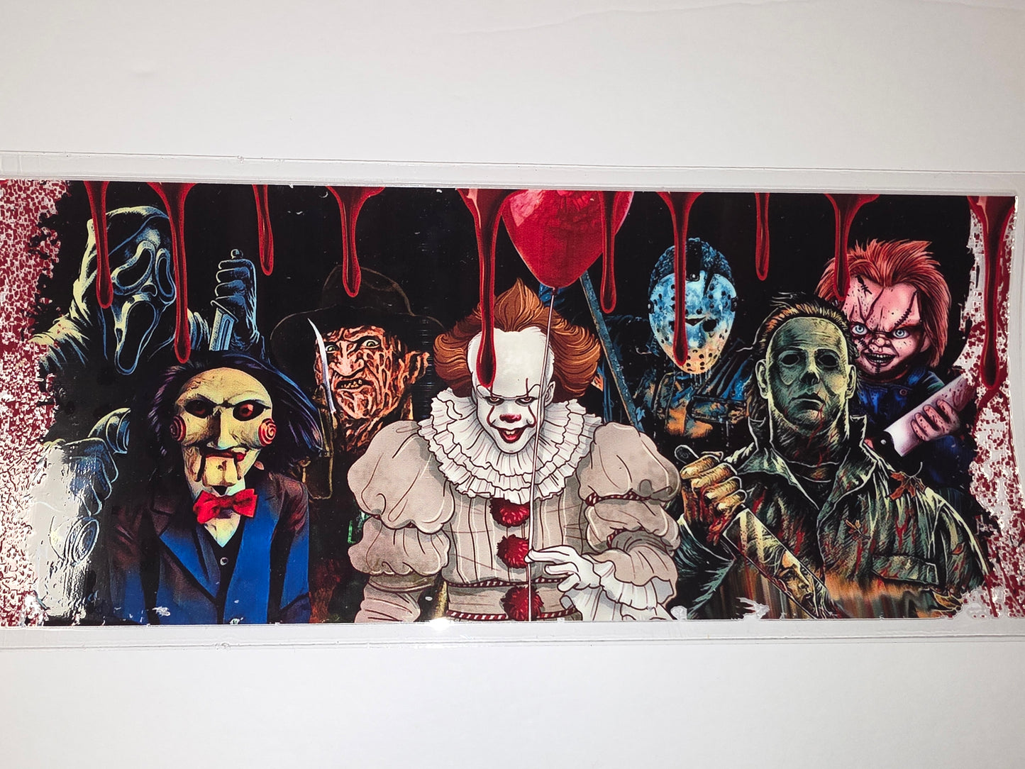 Horror Movie Icons Tumbler Wrap - Scary Characters Design