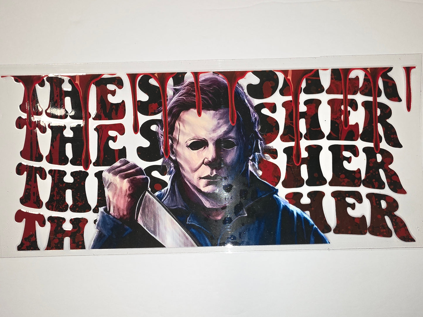 Michael Myers "The Shape" Dripping Blood Tumbler Wrap | Horror Movie Fan Gift | Halloween Theme