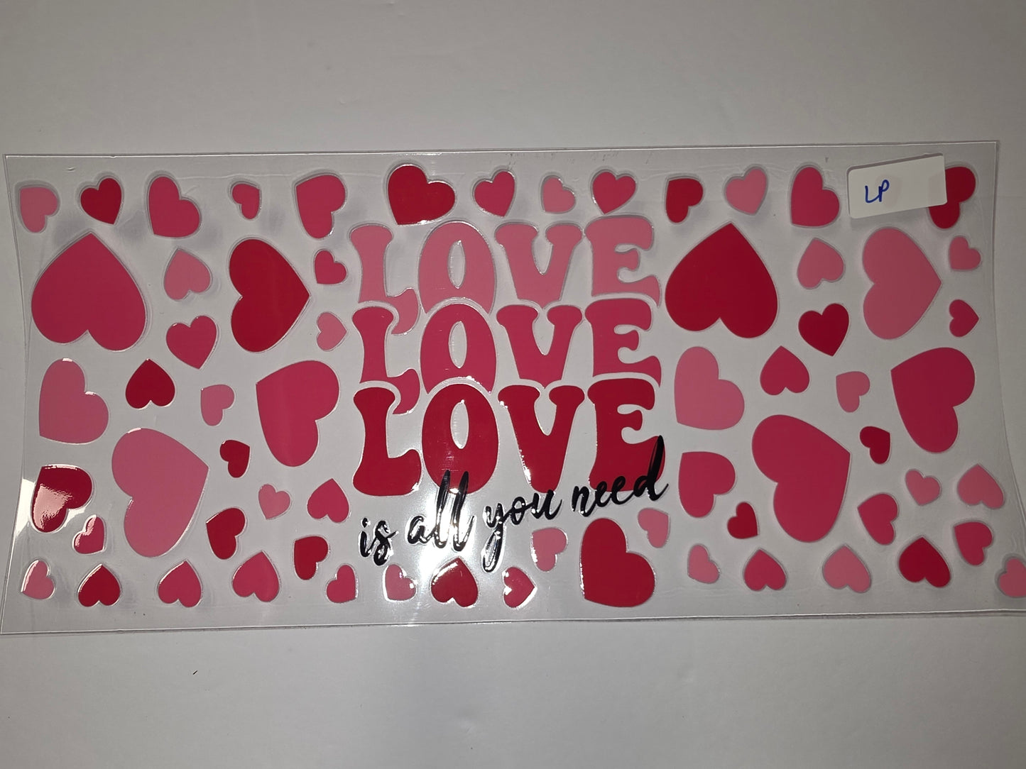 Retro Groovy "LOVE" Heart Tumbler Wrap | Pink & Red Valentine's Day Drinkware Design