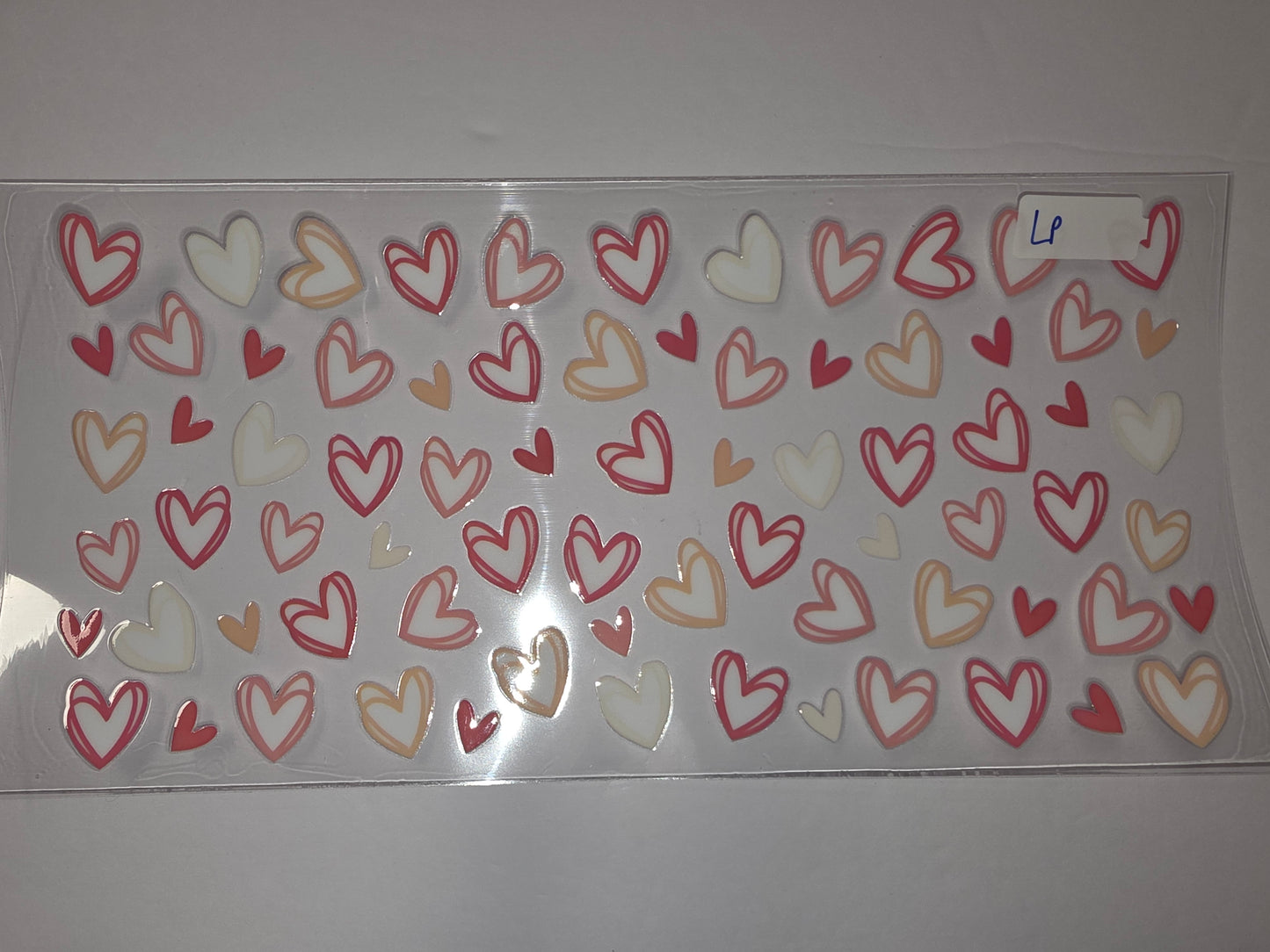Hand-Drawn Heart Tumbler Wrap | Pink, Peach & Cream Valentine's Day Design