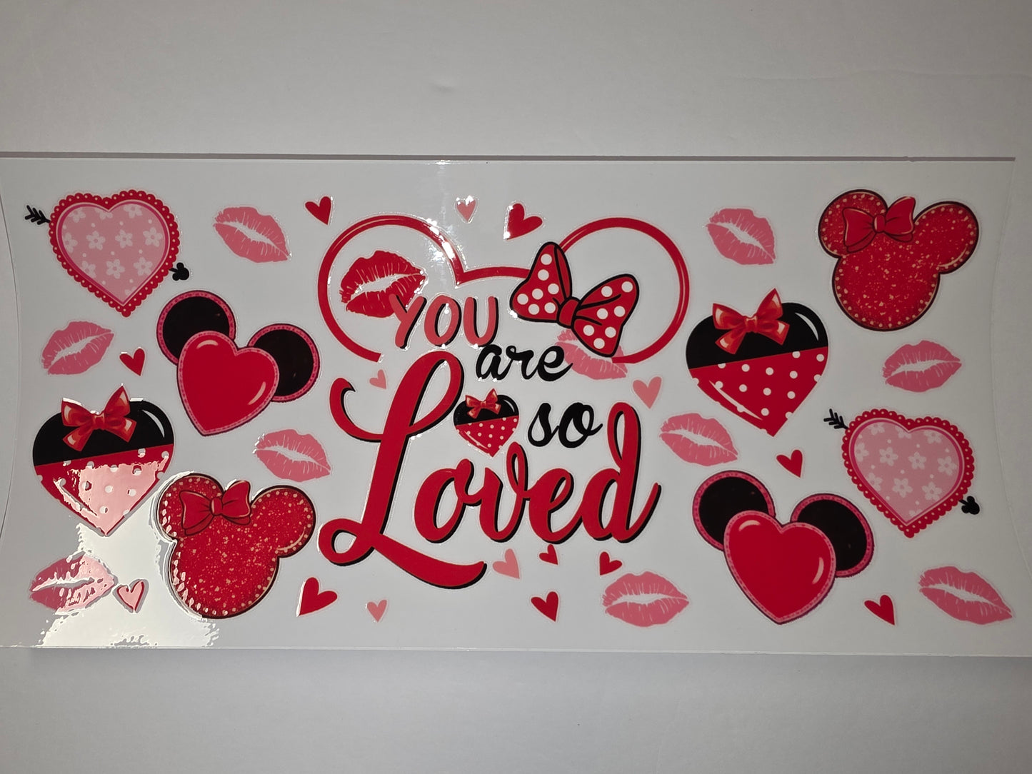 Valentine's Day "You Are So Loved" Tumbler Wrap - Red, Pink Hearts & Kisses