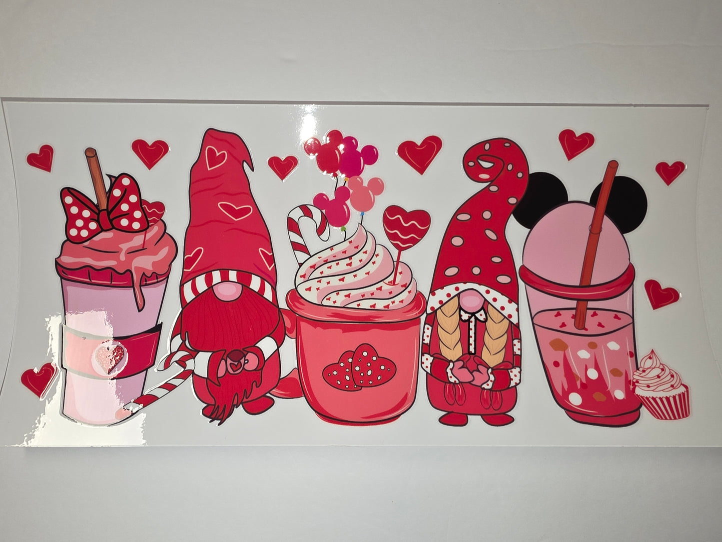 Valentine Gnomes & Sweet Treats Tumbler Wrap | Pink, Red, Hearts