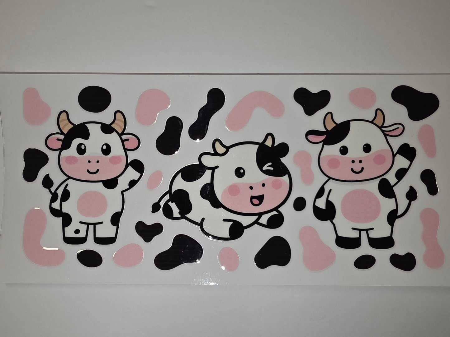 Cute Kawaii Cows Tumbler Wrap PNG - Pink & Black Holstein Design for Cups