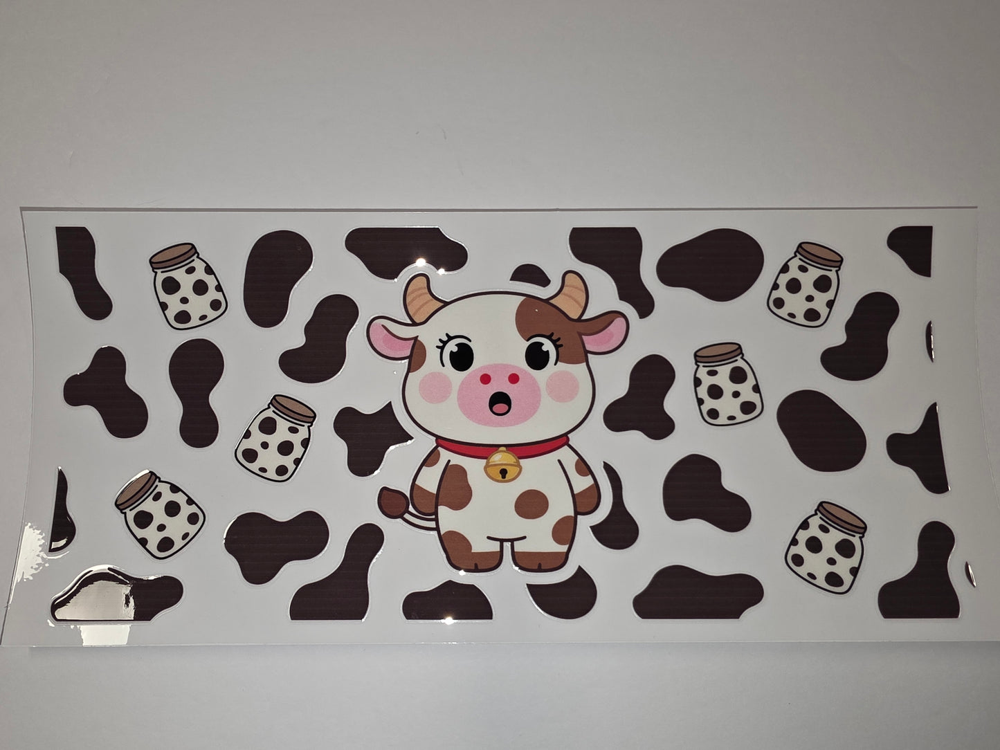 Cute Kawaii Cow & Milk Jars Tumbler Wrap | Farmhouse Country Style Drinkware Decal