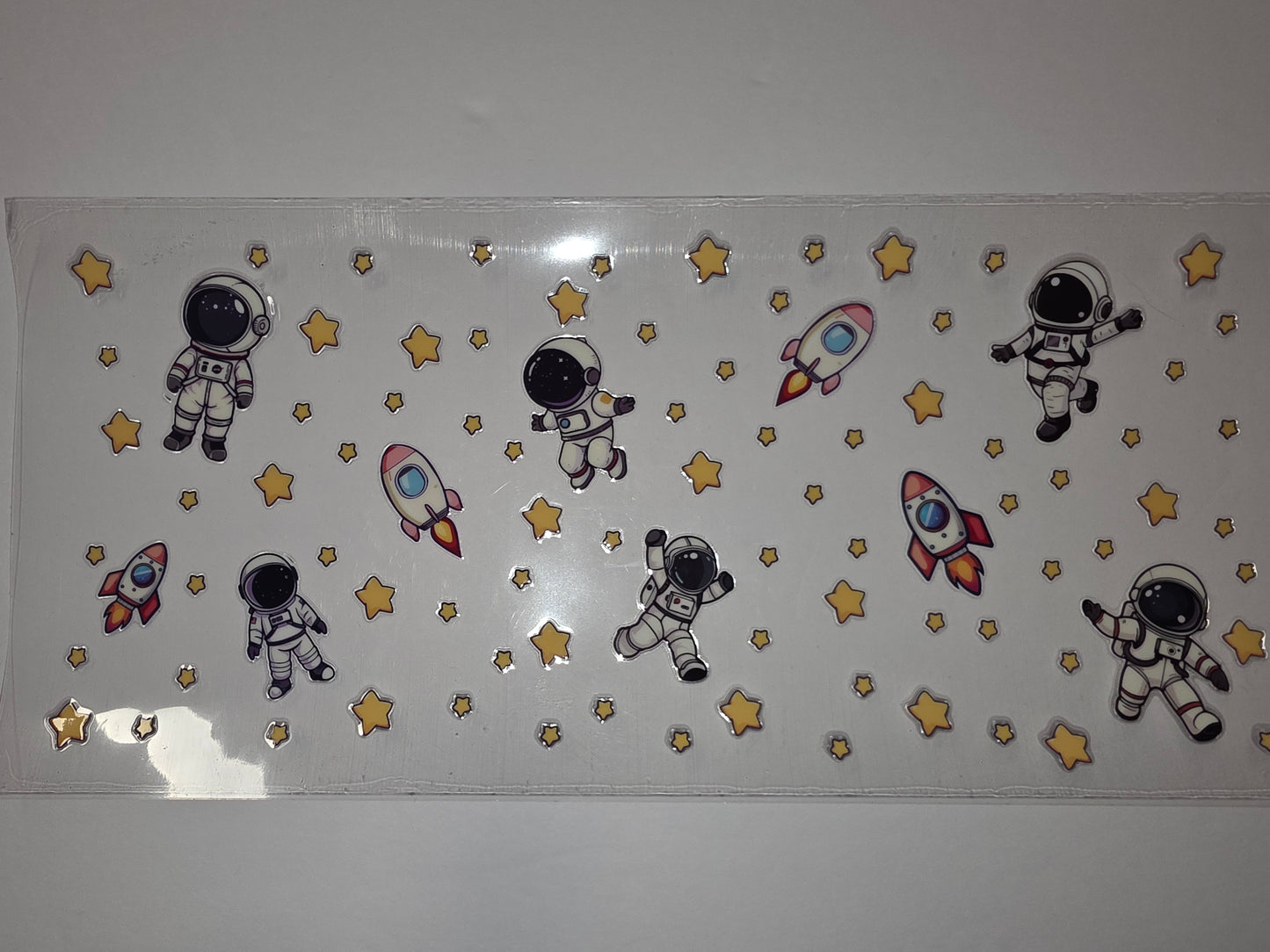 Cute Astronaut & Rocket Space Tumbler Wrap | Yellow Stars Sublimation Design