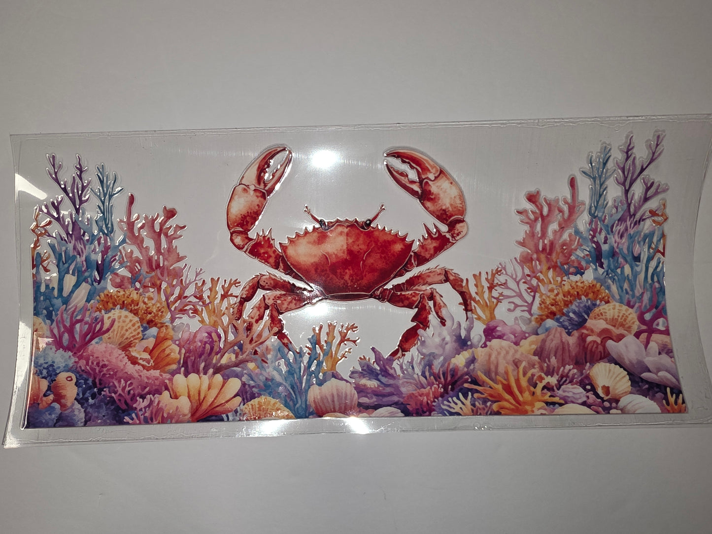 Vibrant Coral Crab Tumbler Wrap - Ocean Beach Theme, Red Crab, Colorful Reef Design