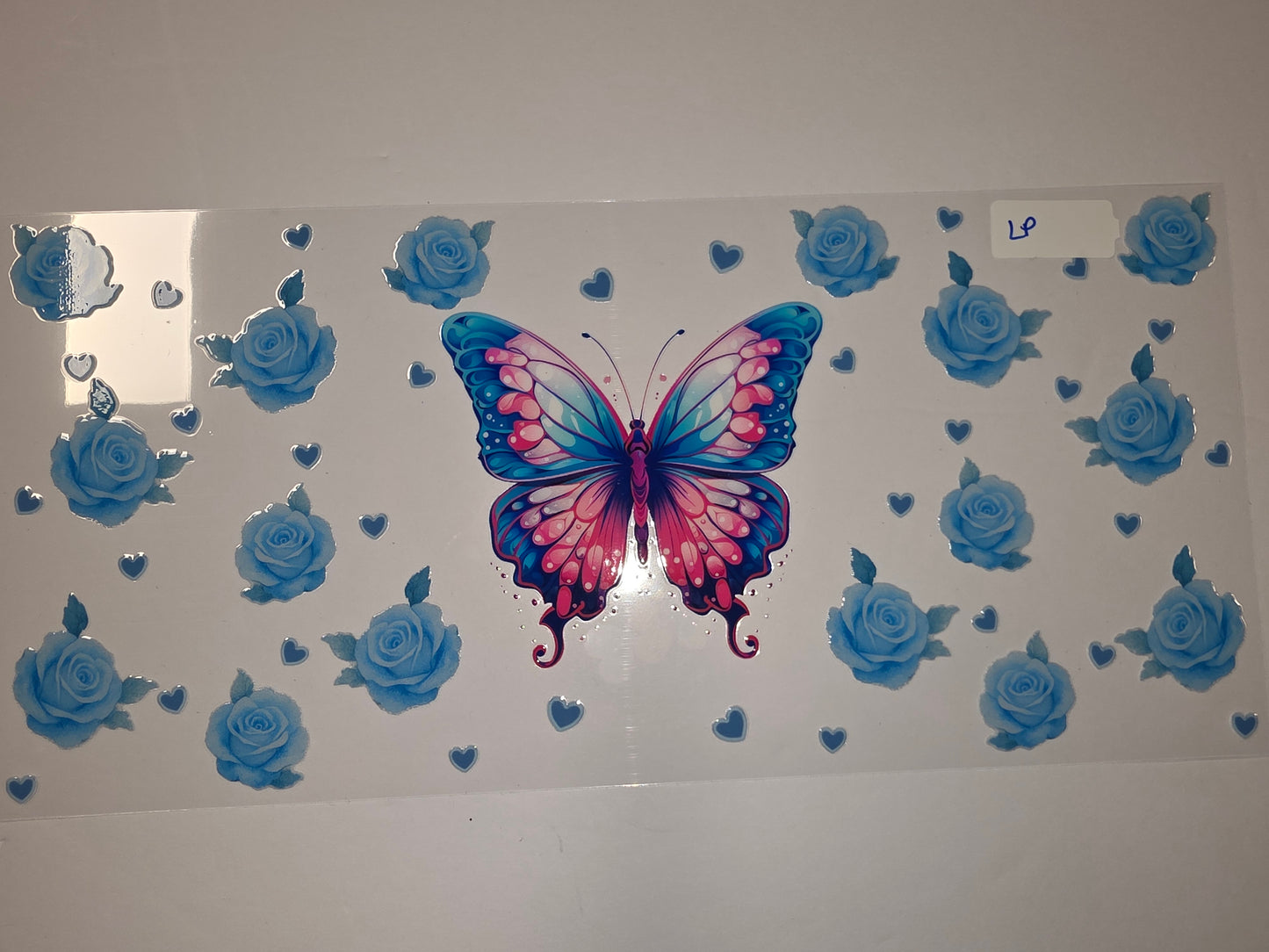 Vibrant Butterfly & Blue Rose Tumbler Wrap - Sublimation Design