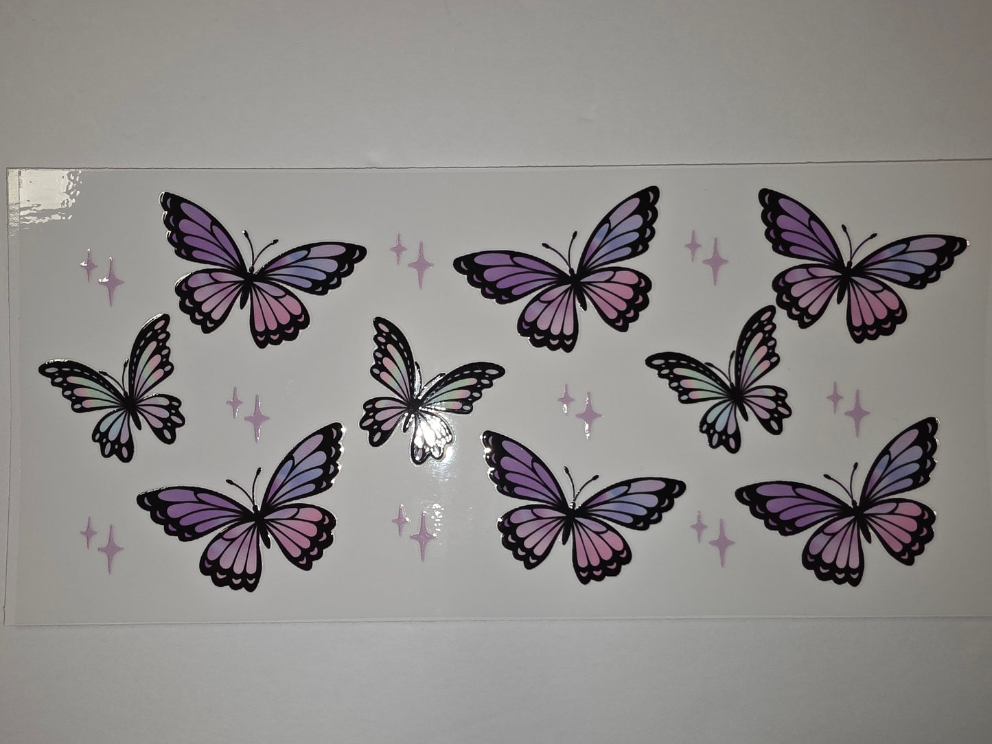 Pastel Butterfly Tumbler Wrap - Pink, Purple, Blue & Sparkle Design