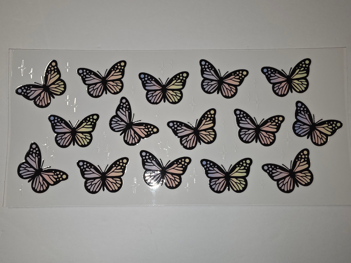 Pastel Butterfly Tumbler Wrap - Iridescent Sparkle Design for Cups