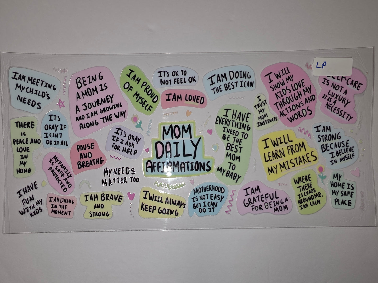 Mom Daily Affirmations Tumbler Wrap - Pastel Colors, Positive Vibes