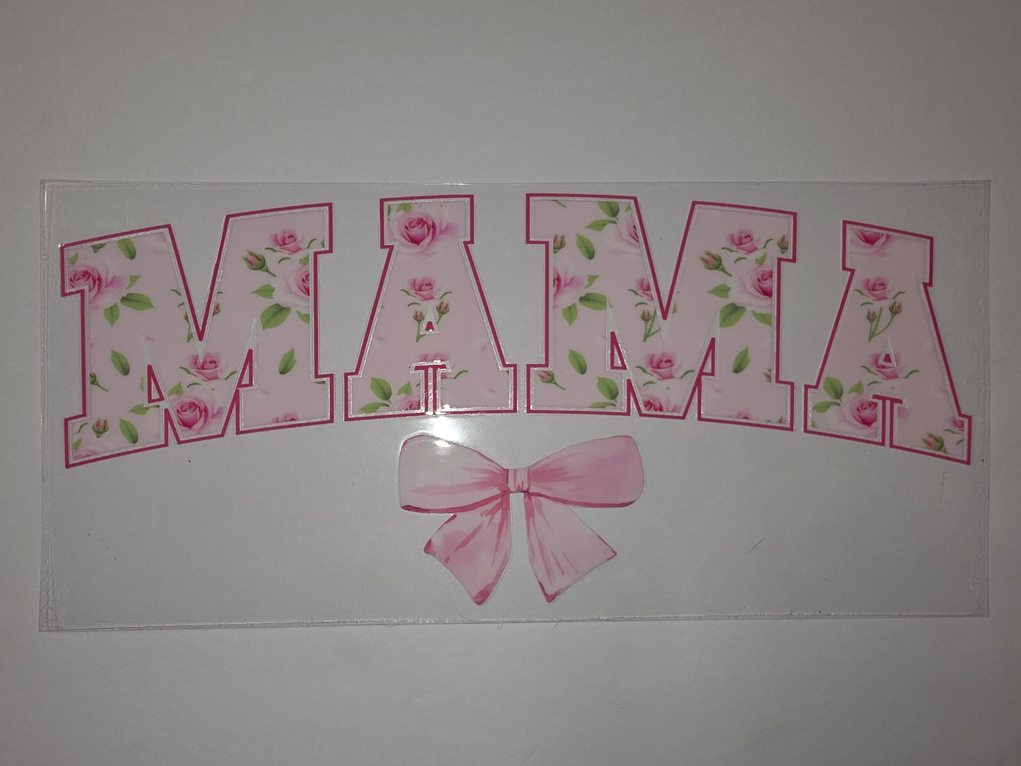 Pink Floral Mama Tumbler Wrap with Bow - Vintage Rose Design