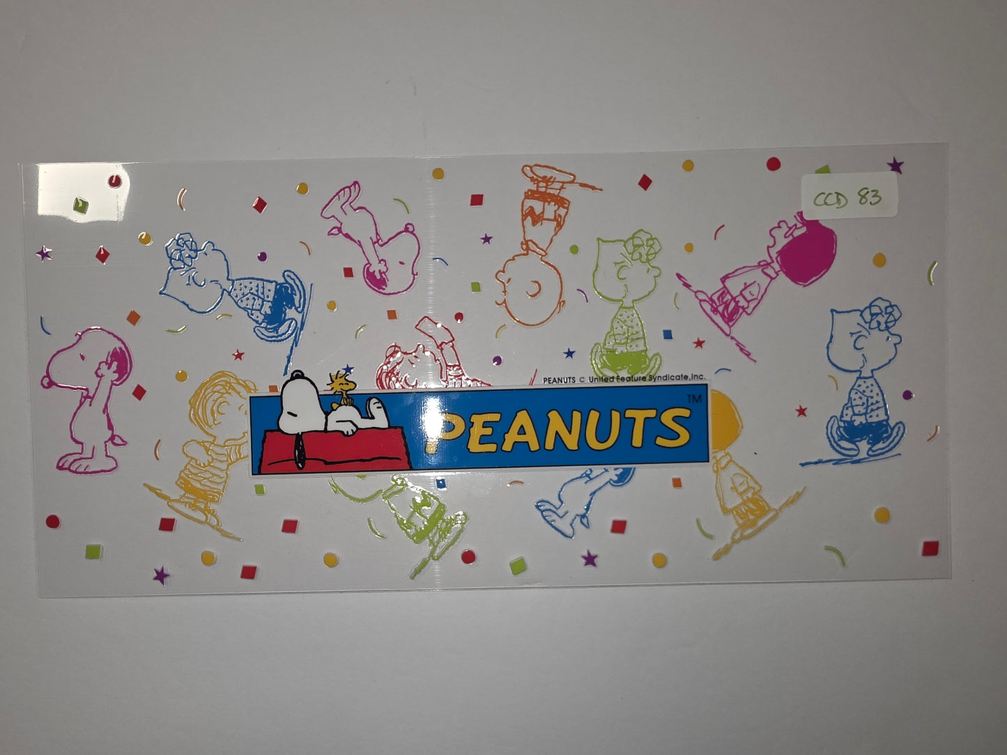 Peanuts Gang Confetti Tumbler Wrap - Snoopy, Charlie Brown, Woodstock - Fun & Colorful
