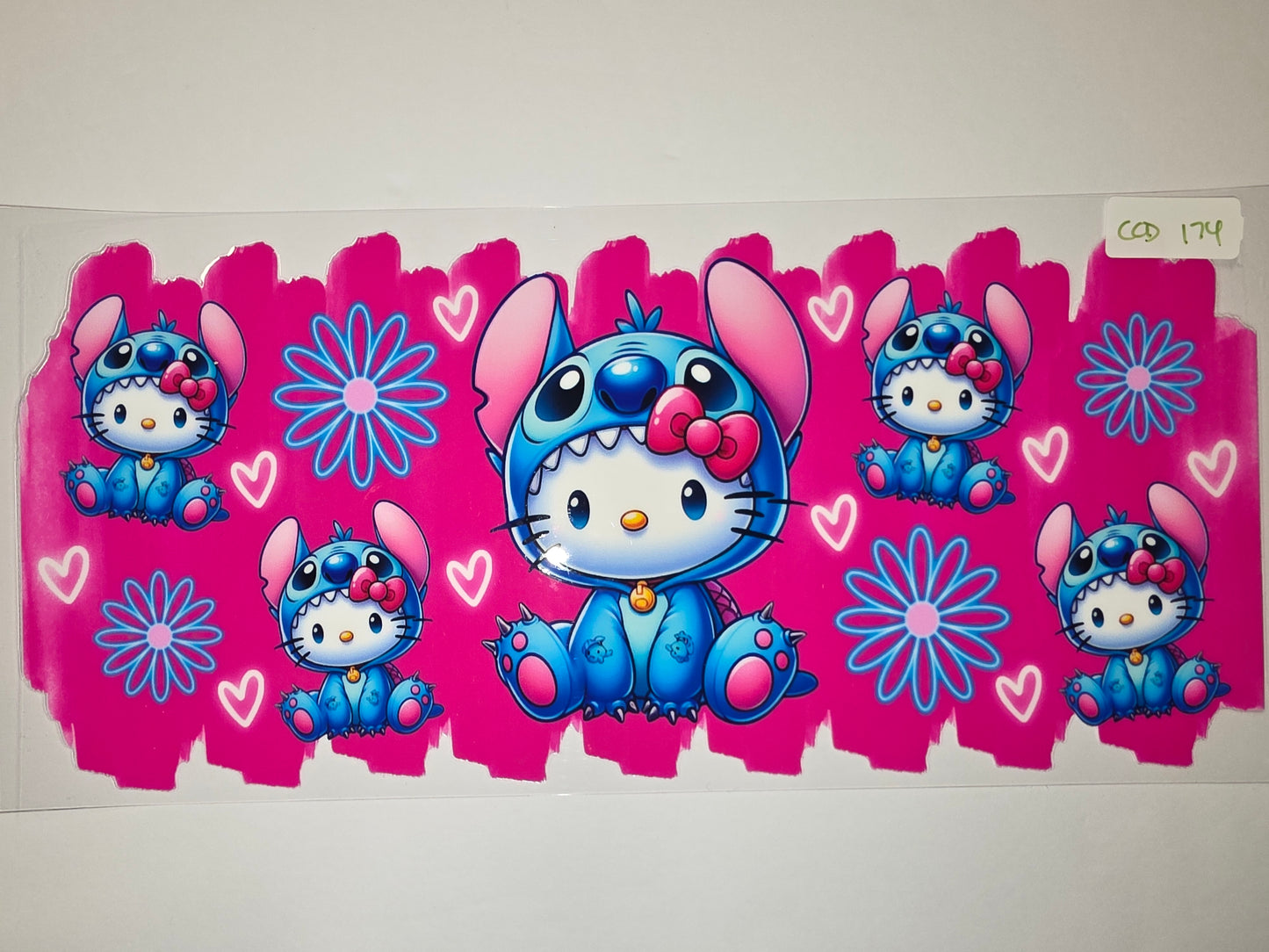 Cute Hello Kitty Stitch Hybrid Tumbler Wrap | Pink & Blue Cartoon Character Design