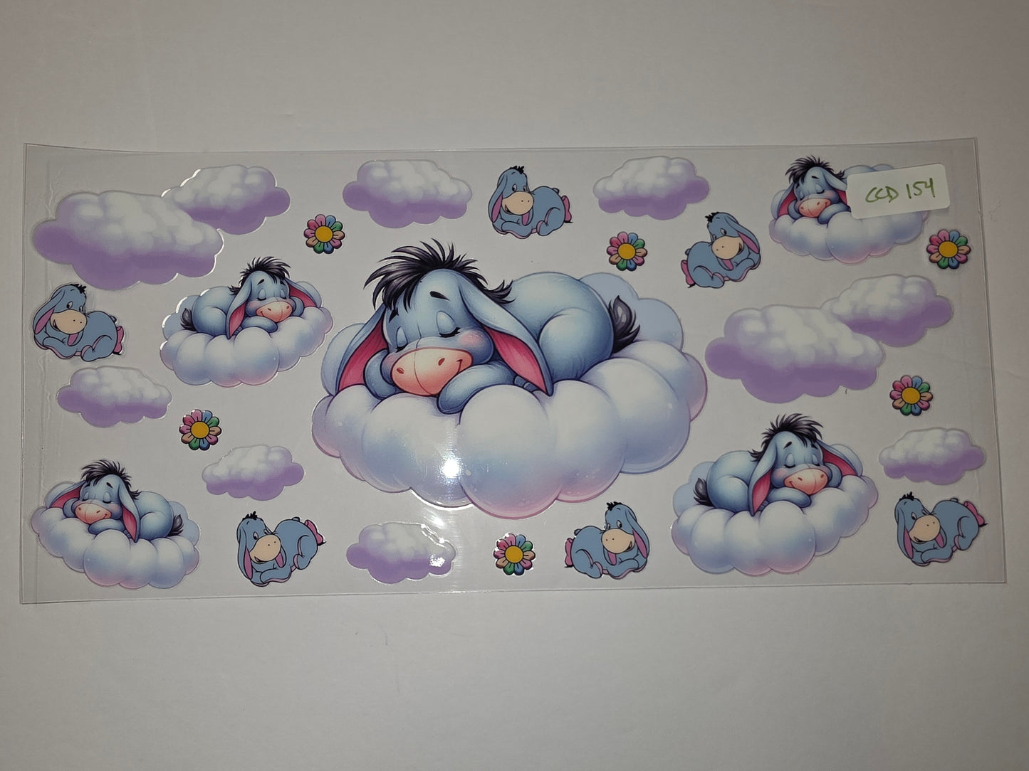 Sleeping Eeyore Cloud Tumbler Wrap - Cute Blue Donkey Sublimation Design