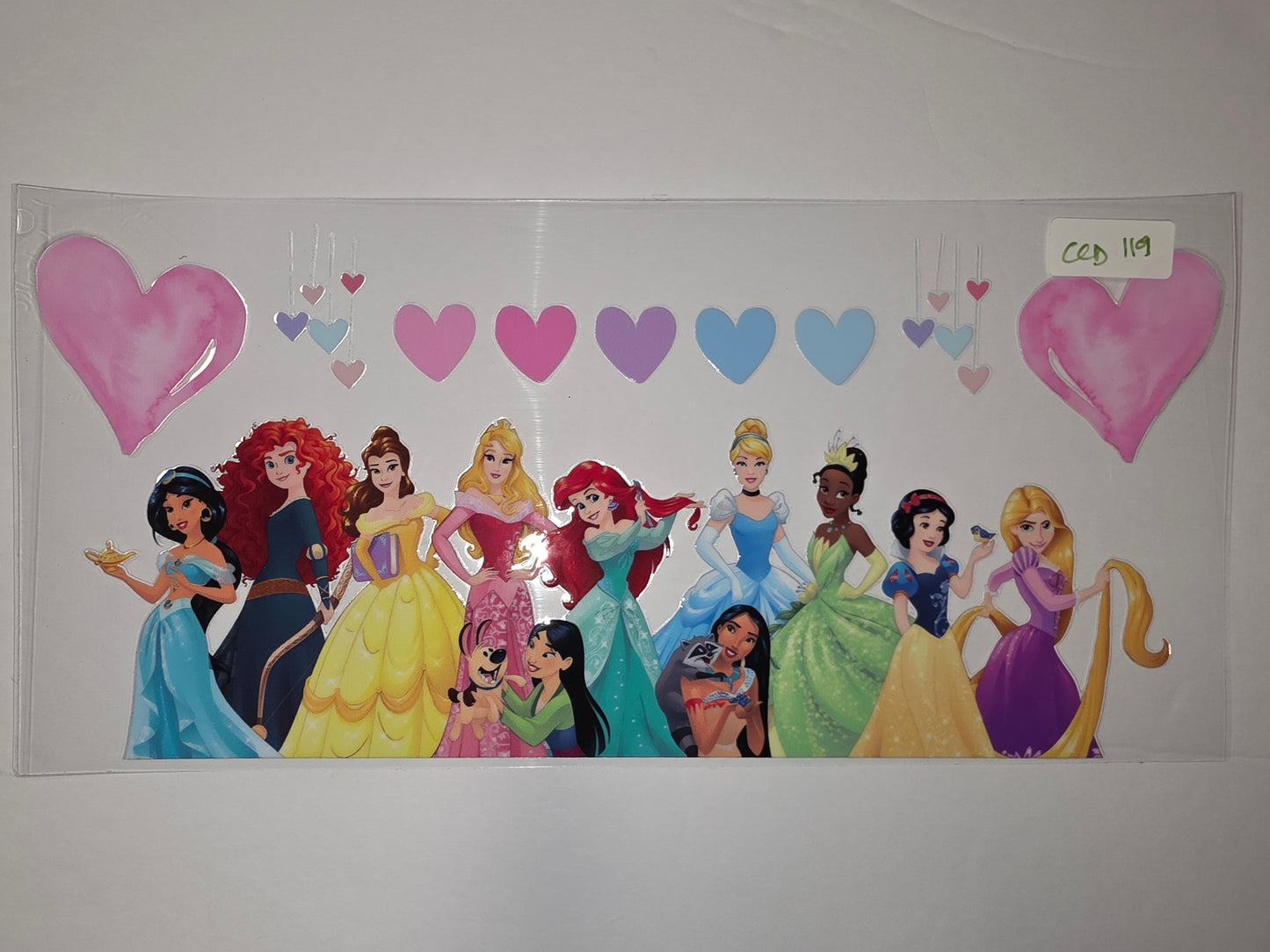 Enchanted Princesses Tumbler Wrap - Pink Hearts & Pastel Colors
