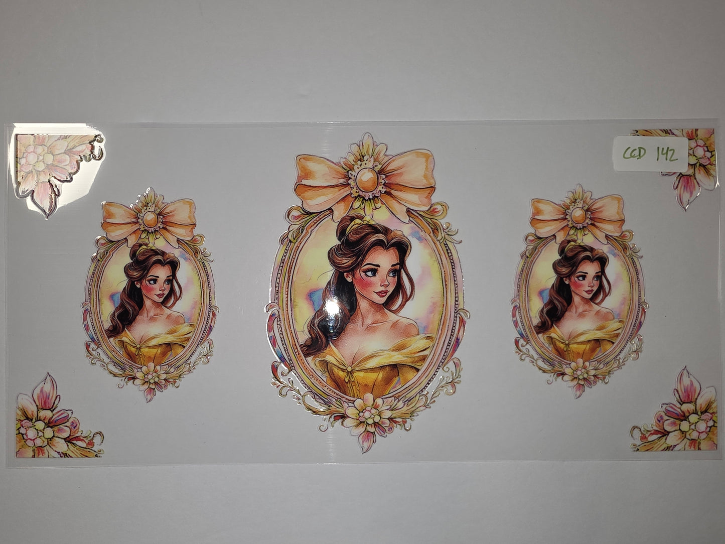 Princess Belle Tumbler Wrap - Yellow Gown, Floral Frame, Fairytale Design