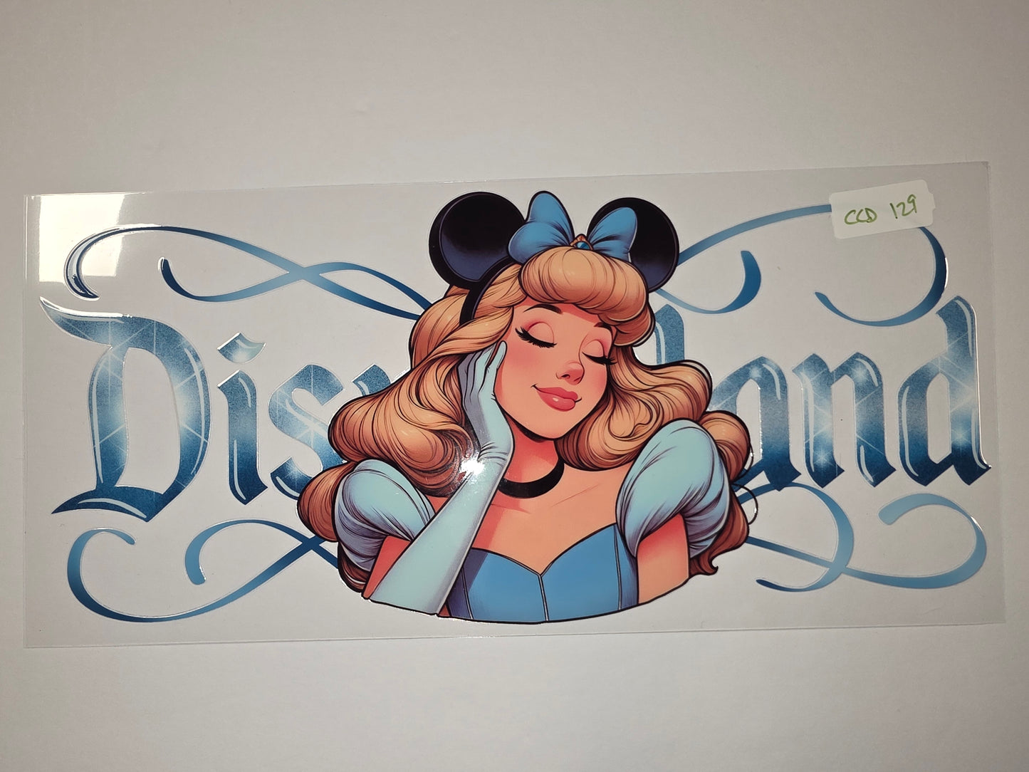 Cinderella "Disneyland" Blue Sparkle Tumbler Wrap | Disney Princess Cup Decal