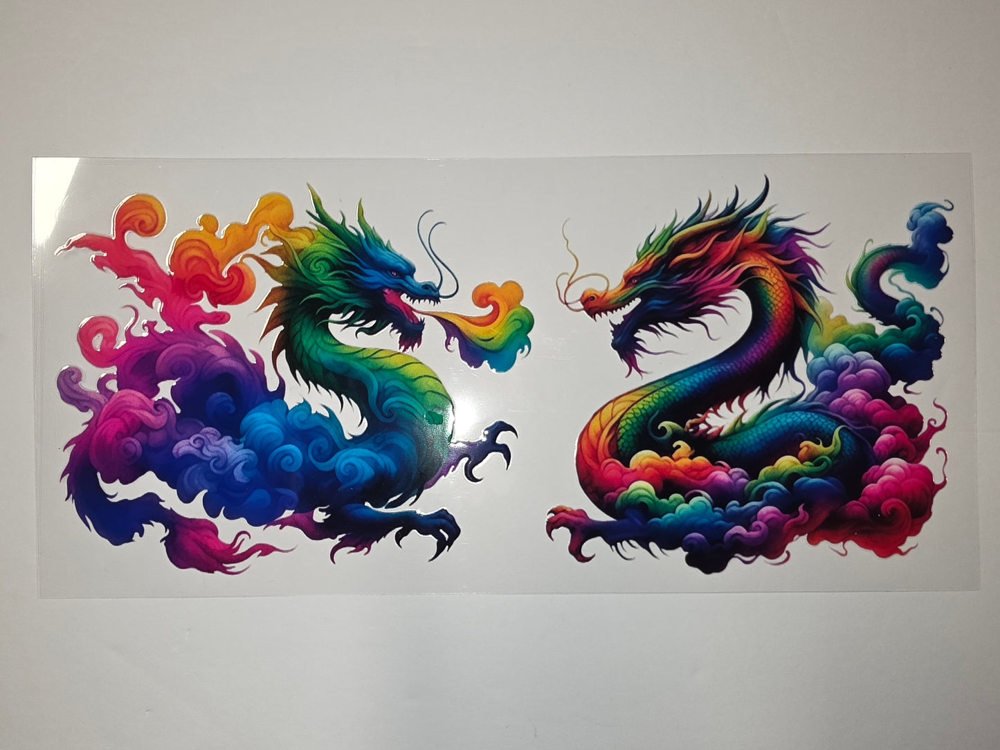 Vibrant Rainbow Dragon Tumbler Wrap - Mythical Creature Design for Cups
