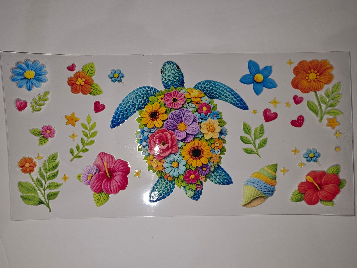 Floral Sea Turtle Tumbler Wrap - Vibrant Tropical Flowers & Ocean Vibes