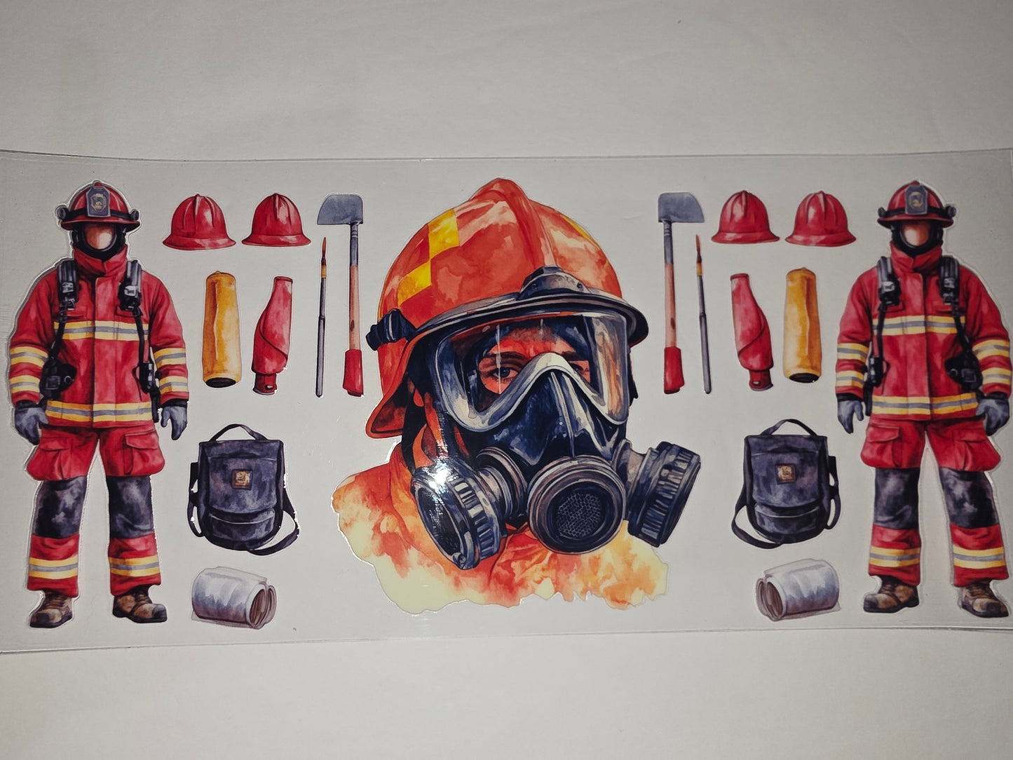 Firefighter Tumbler Wrap - Red & Yellow Gear, Hero Design