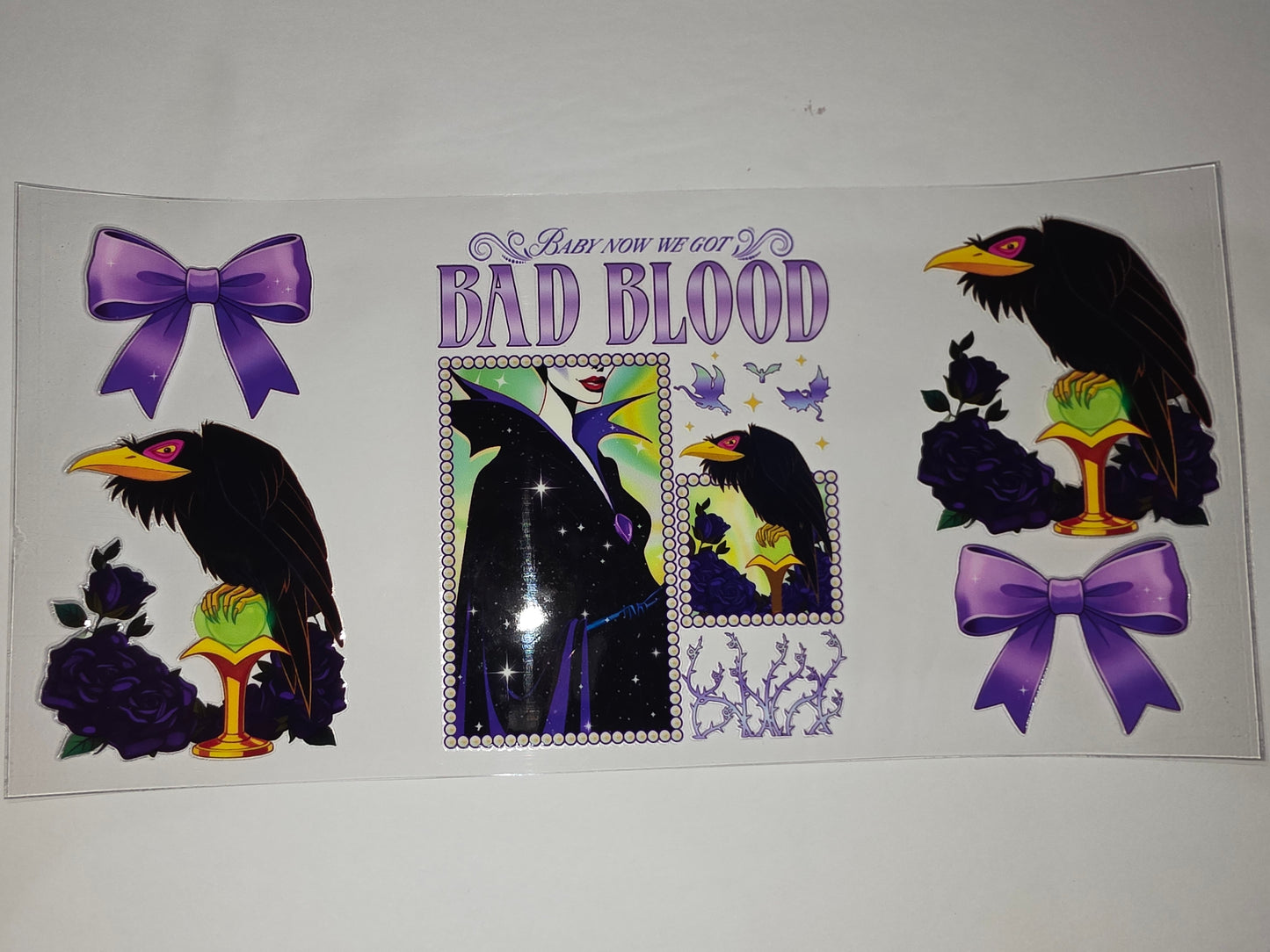Purple Raven & Maleficent "Bad Blood" Tumbler Wrap - Gothic Fantasy Design