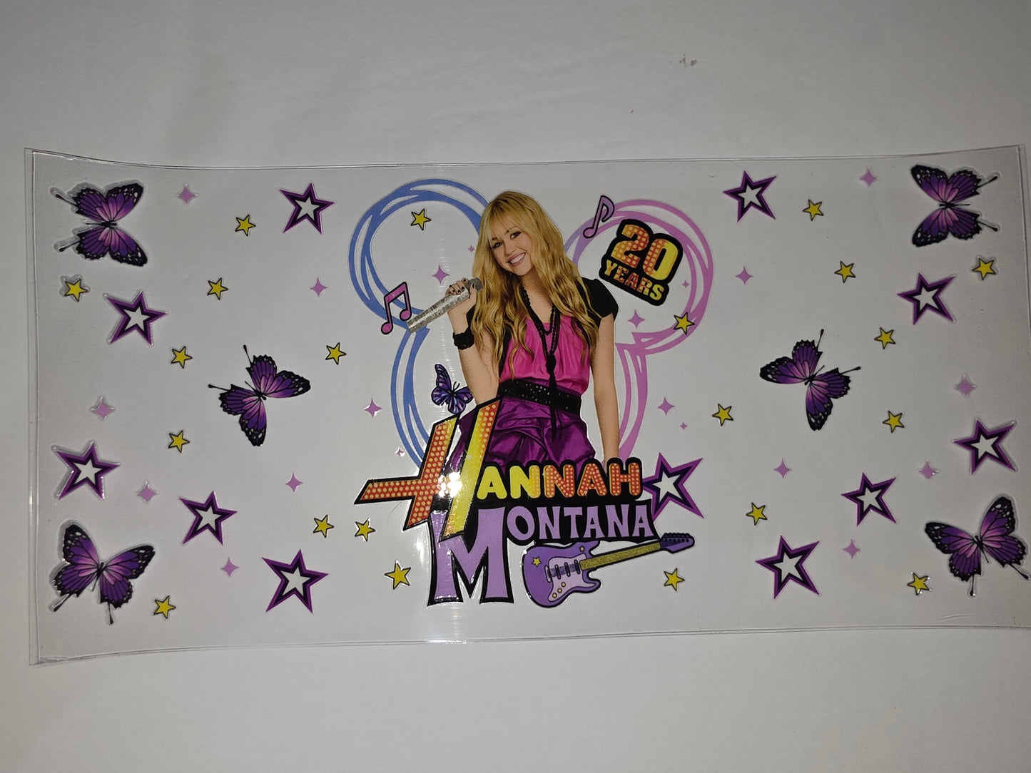Hannah Montana 20th Anniversary Butterfly & Star Tumbler Wrap | Purple & Pink Pop Star Design