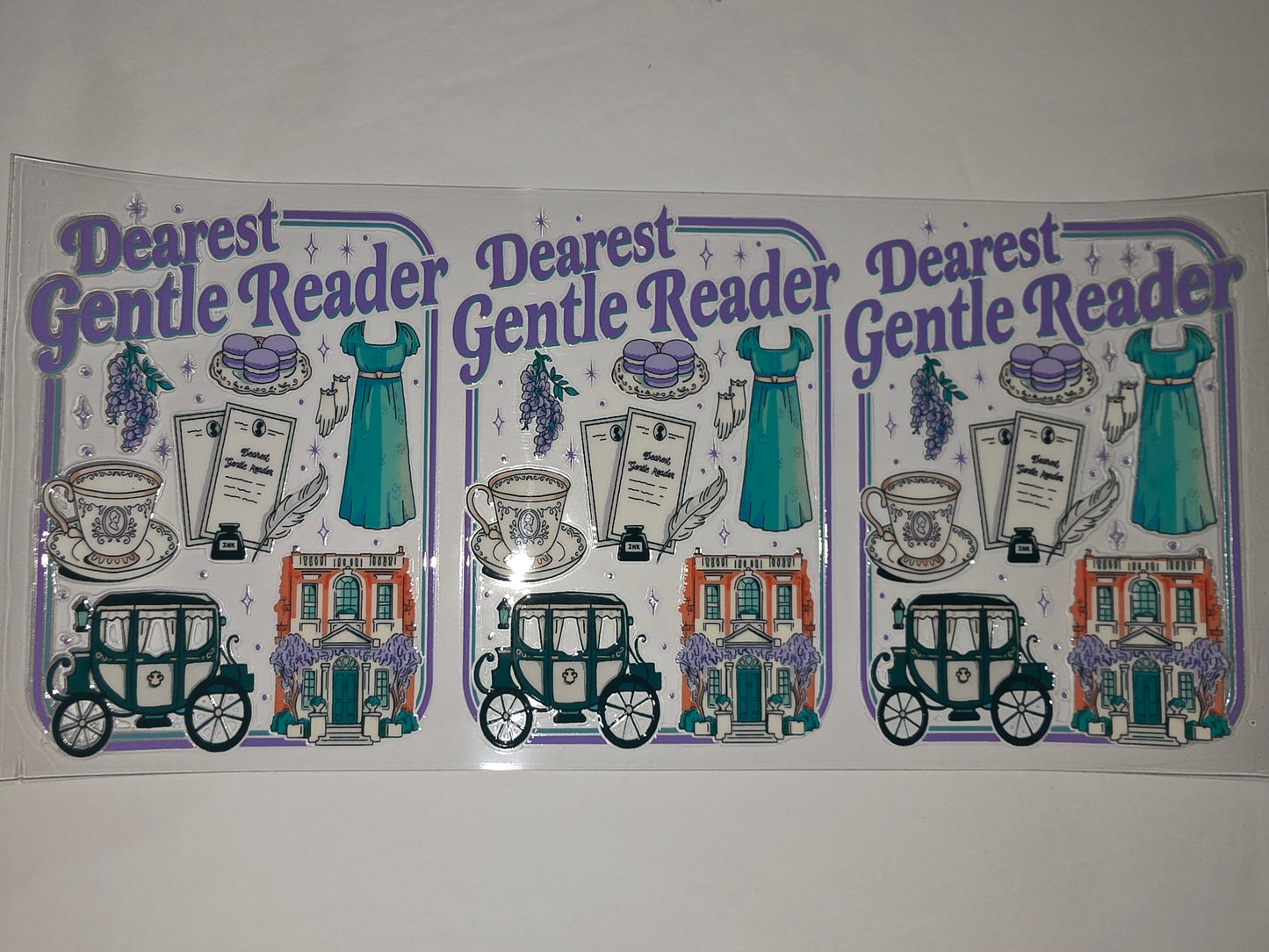 Regency Era "Dearest Gentle Reader" Tumbler Wrap | Vintage Carriages, Tea Cups & Dresses