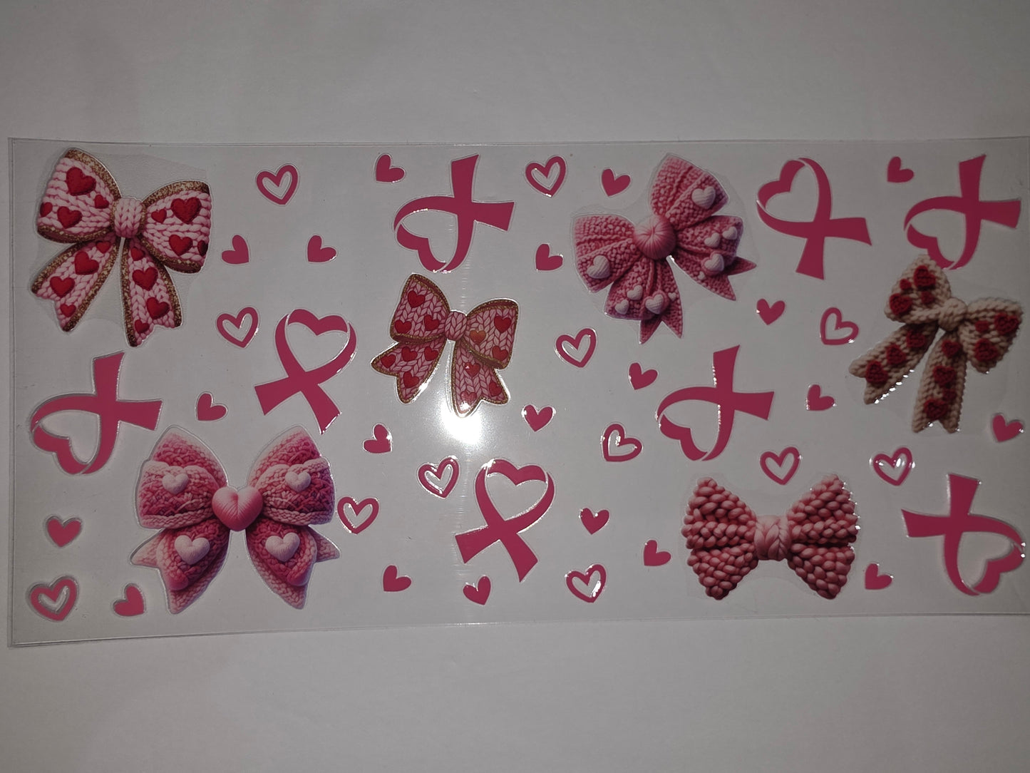 Pink Bows & Hearts Tumbler Wrap | Cute Valentine's Day Drinkware Design