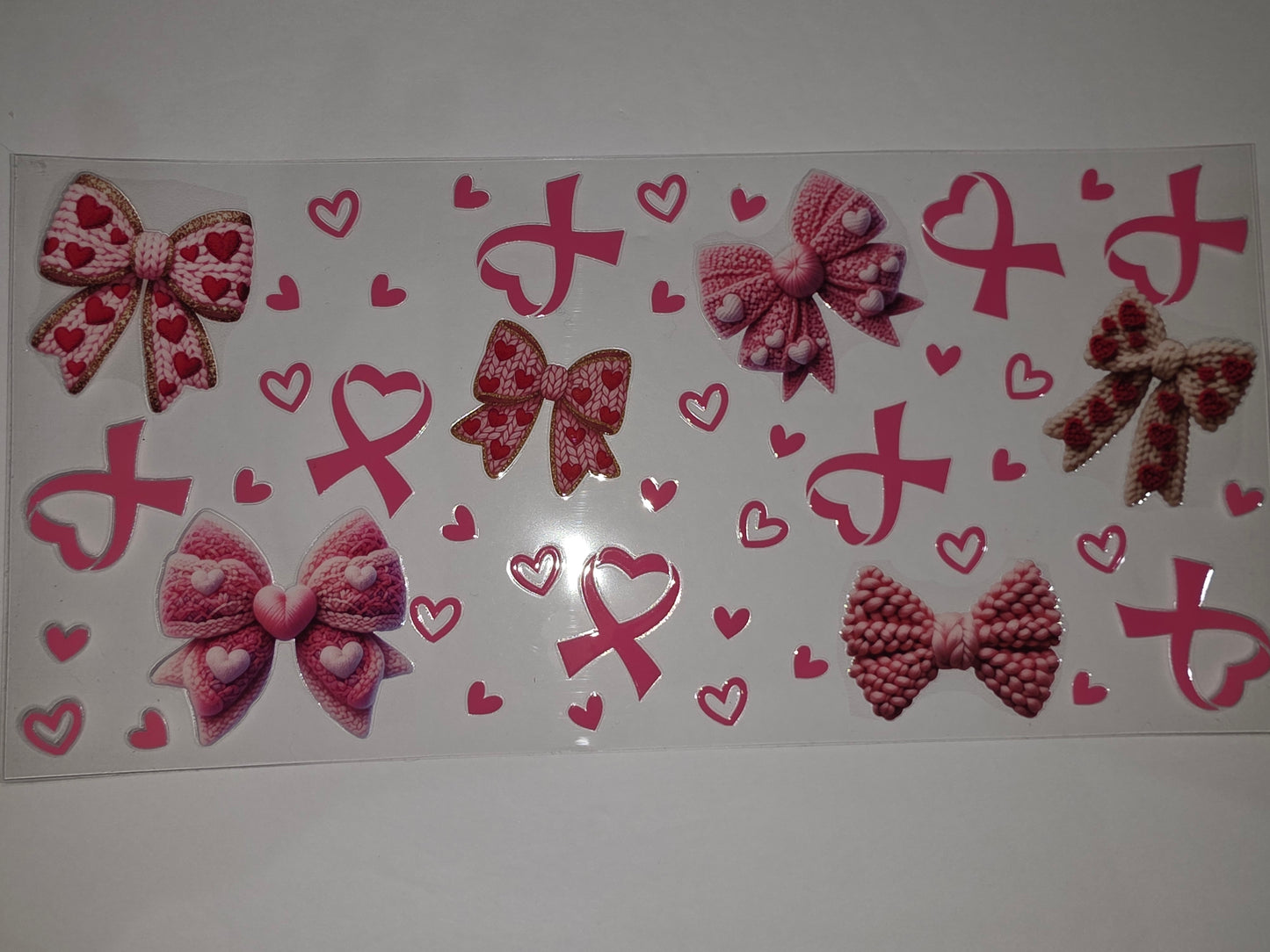Pink Bows & Hearts Tumbler Wrap | Valentine's Day Drinkware Design
