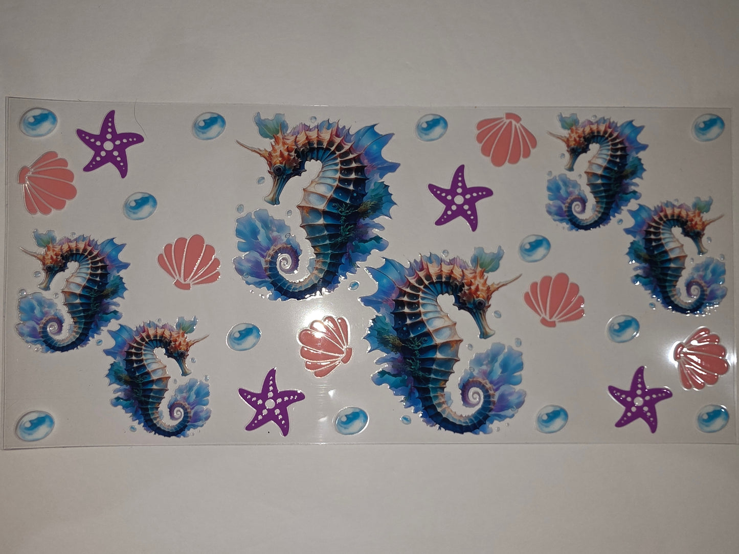 Ocean Seahorse Tumbler Wrap - Blue, Purple, Coral Seashells & Starfish Design