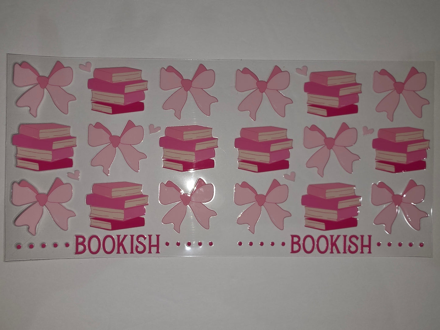 Pink Book Stack & Bow Tumbler Wrap | Cute Bookish Drinkware Decal | Reading Lover Gift